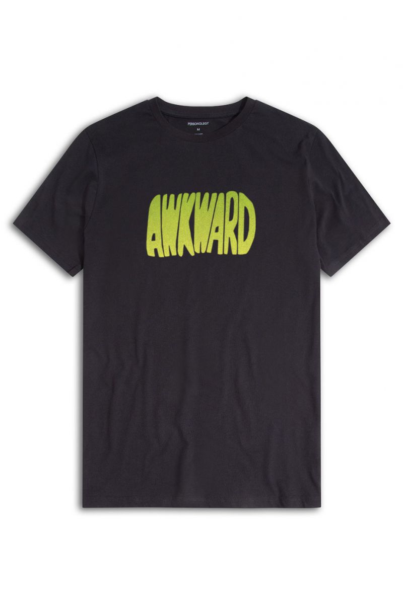 Black Soft Fabric Awkward Design Short Sleeve Tee