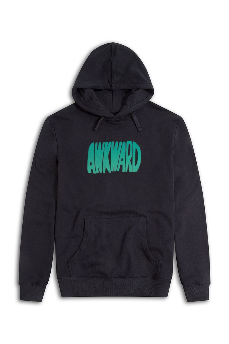 Black Premium Cotton Awkward Design Pullover Hoodie