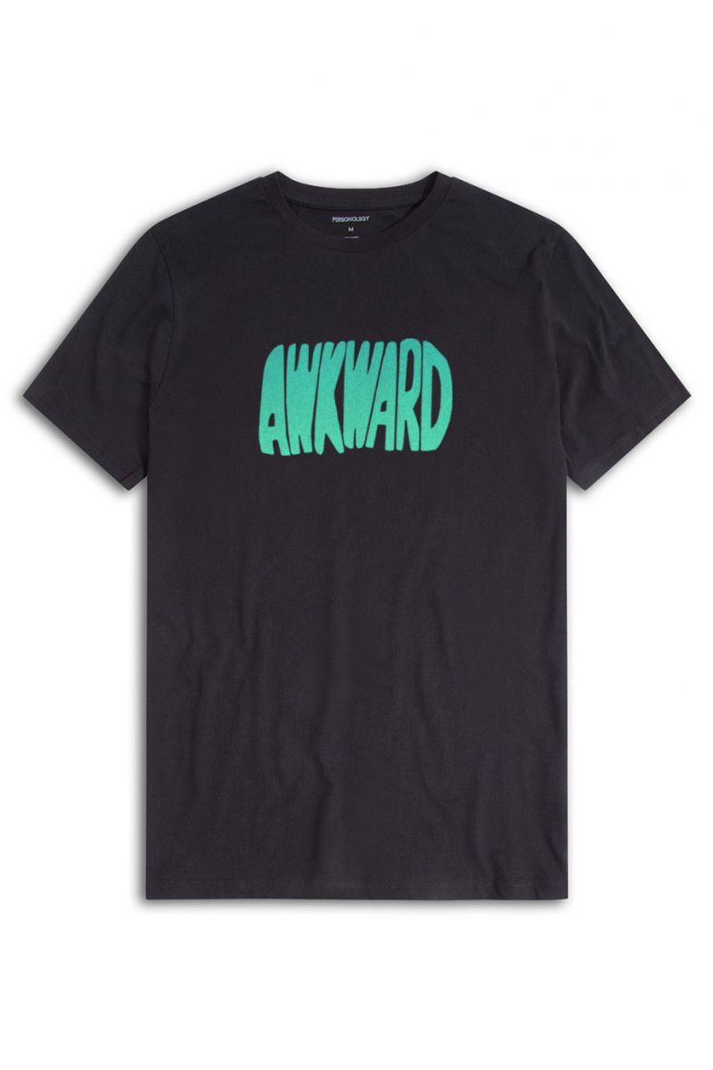 Black Soft Fabric Awkward Design Short Sleeve Tee
