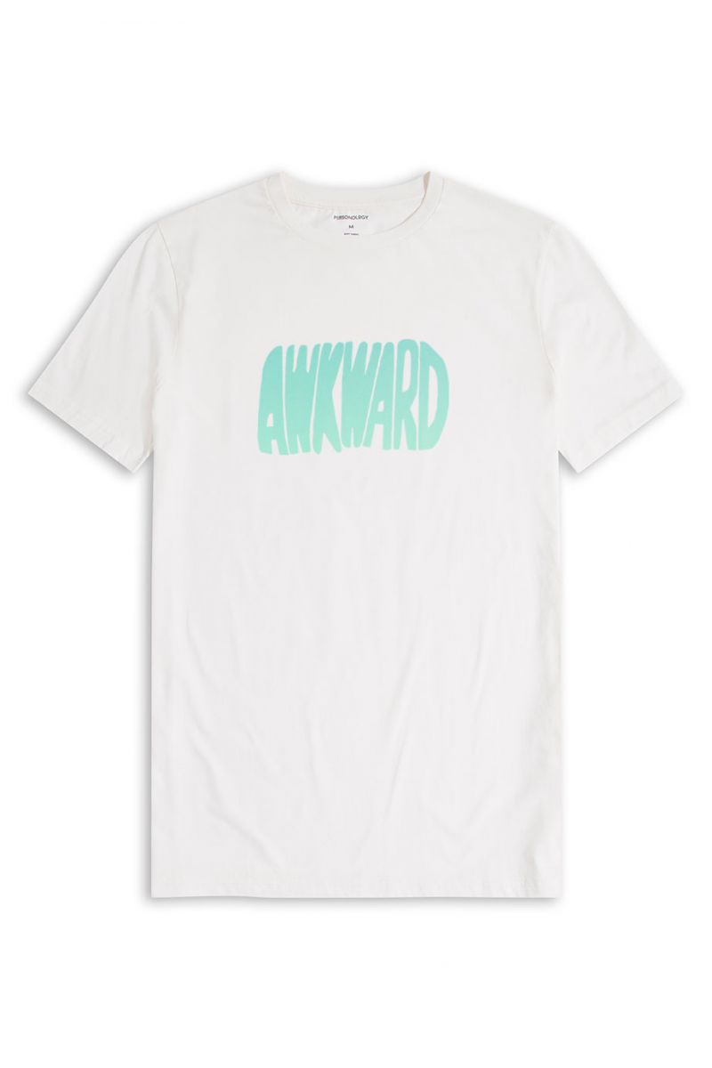 Off White Soft Fabric Awkward Design Short Sleeve Tee