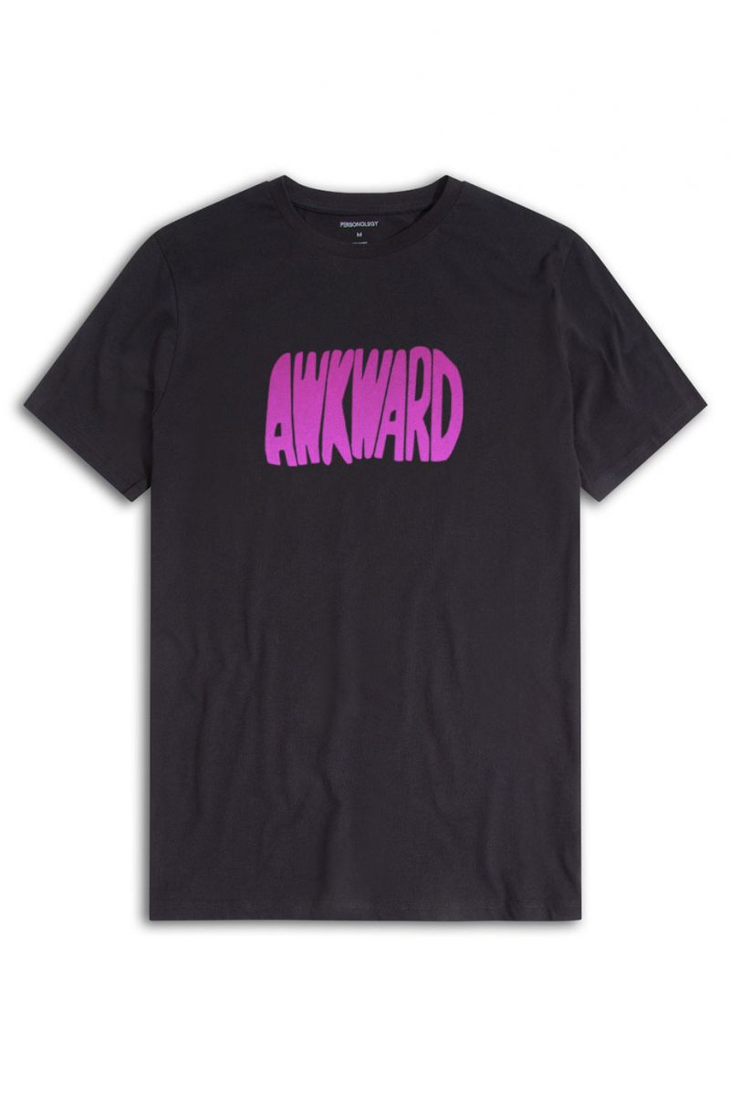 Black Soft Fabric Awkward Design Short Sleeve Tee