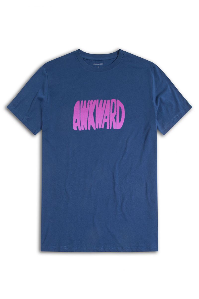 Navy Soft Fabric Awkward Design Short Sleeve Tee