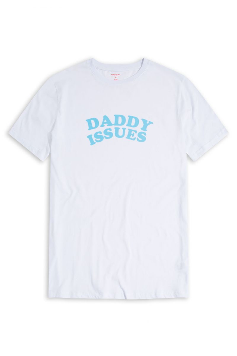 White Soft Fabric daddy issues Design Short Sleeve Tee