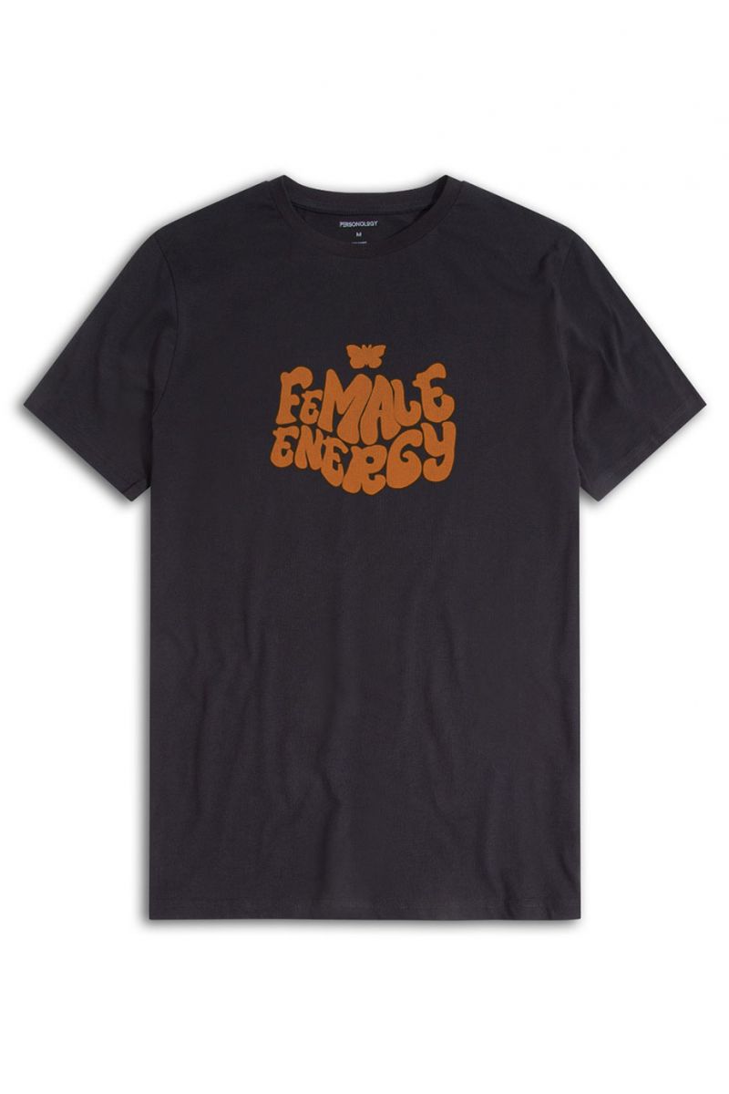 Black Soft Fabric Female energy Design Short Sleeve Tee