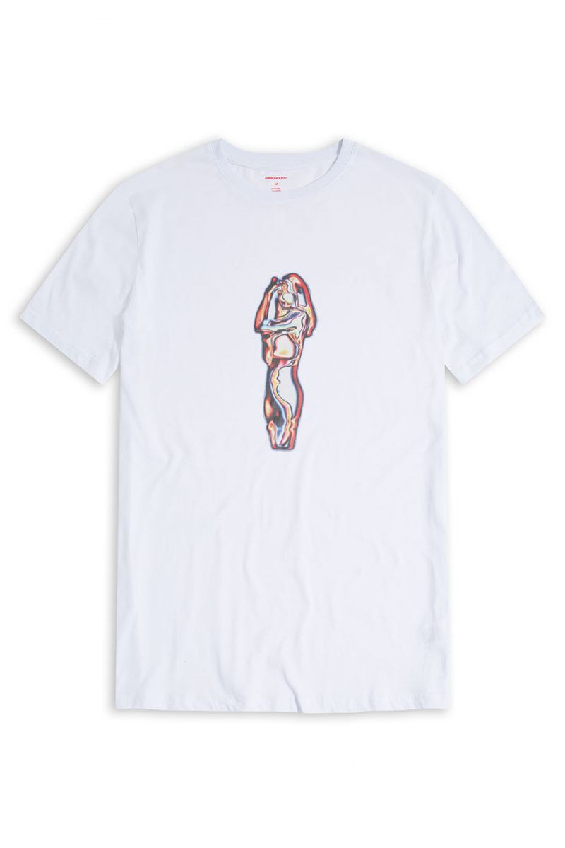 White Soft Fabric Awake Design Short Sleeve Tee