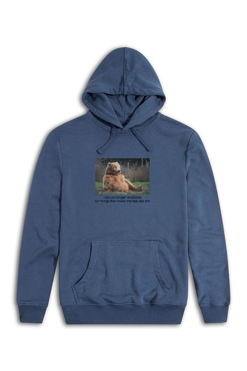 Navy Premium Cotton I Am No Longer Available For Things That Make Me Feel Like Shit Design Pullover Hoodie