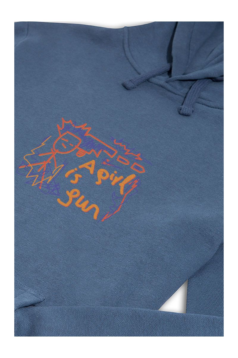 Navy Premium Cotton A Girl is A Gun Design Pullover Hoodie