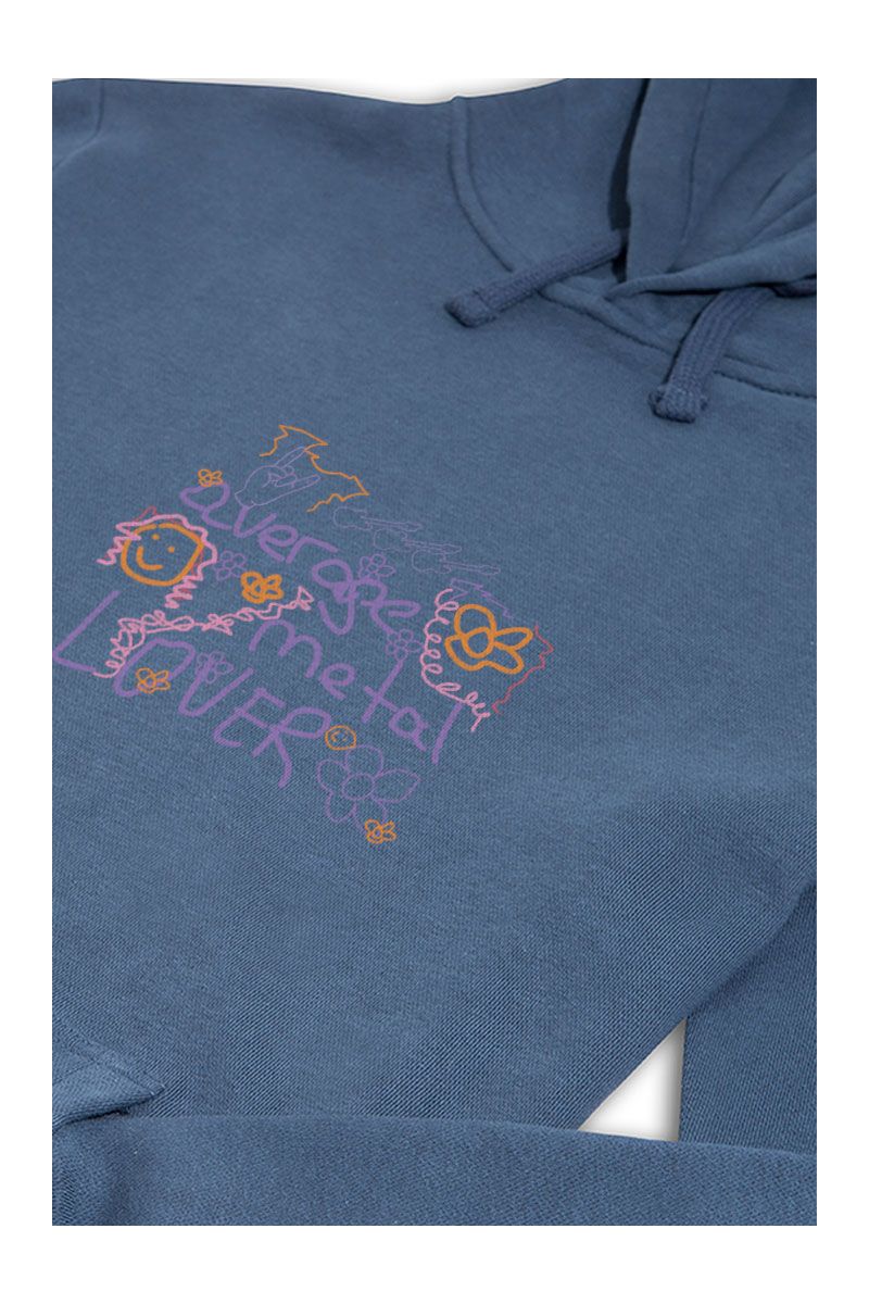 Navy Premium Cotton Average Metal Lover Design Pullover Hoodie
