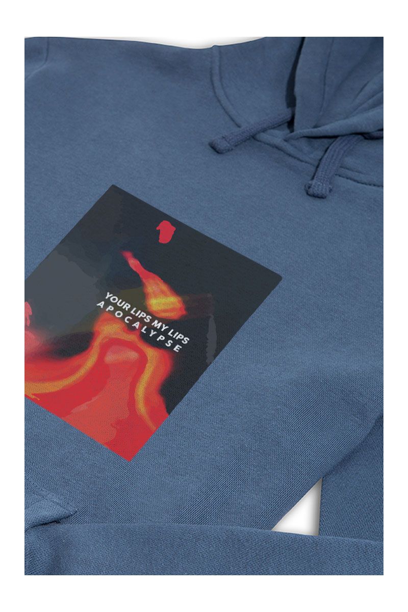 Navy Premium Cotton Apocalypse, Your Lips My Lips Design Pullover Hoodie