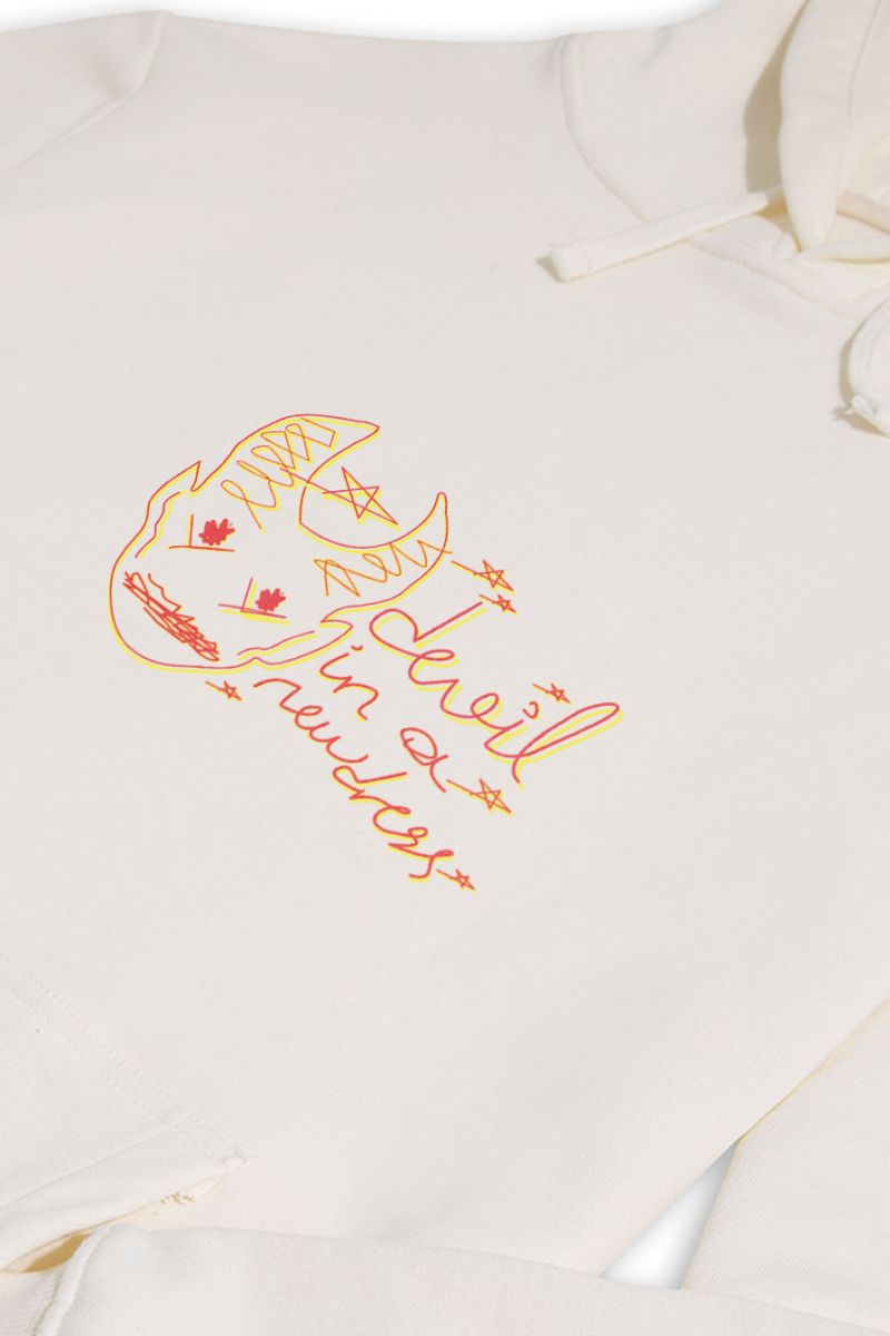 Ecru Premium Cotton Devil In A New Dress Design Pullover Hoodie