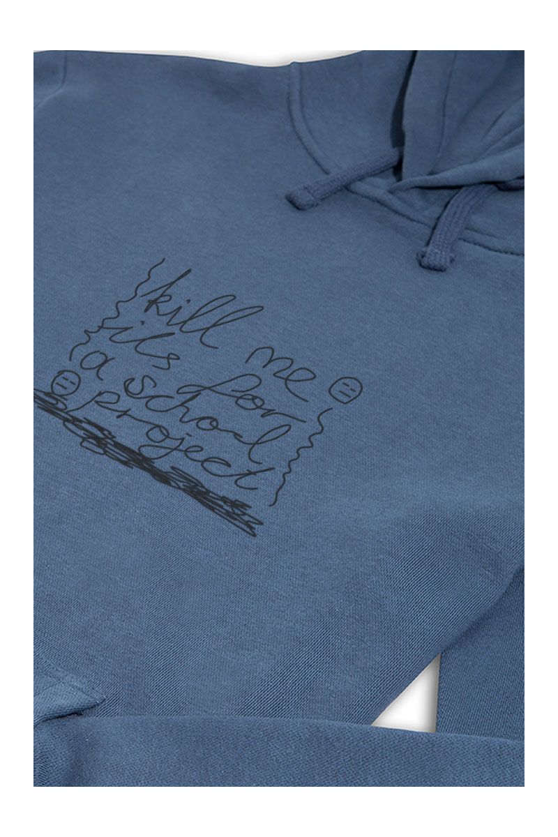 Navy Premium Cotton Kill Me İt's for a School Project Design Pullover Hoodie