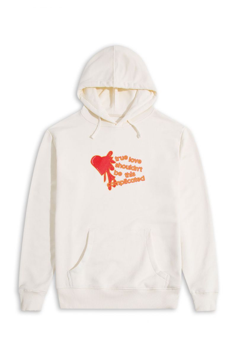 Ecru Premium Cotton True Love Shouldn't Be This Complicated Design Pullover Hoodie