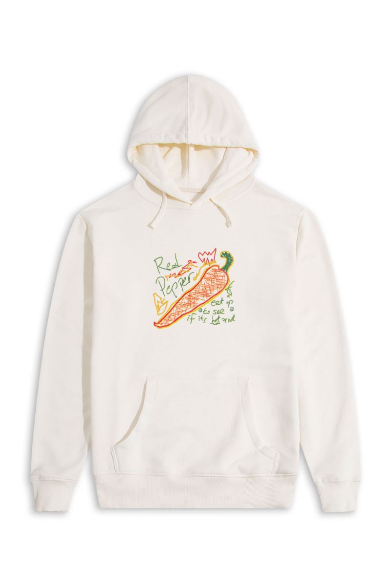 Ecru Premium Cotton Red Hot Pepper, Eat up to see if it is hot or not Design Pullover Hoodie