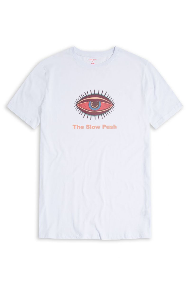 White Soft Fabric The Slow Rush Design Short Sleeve Tee
