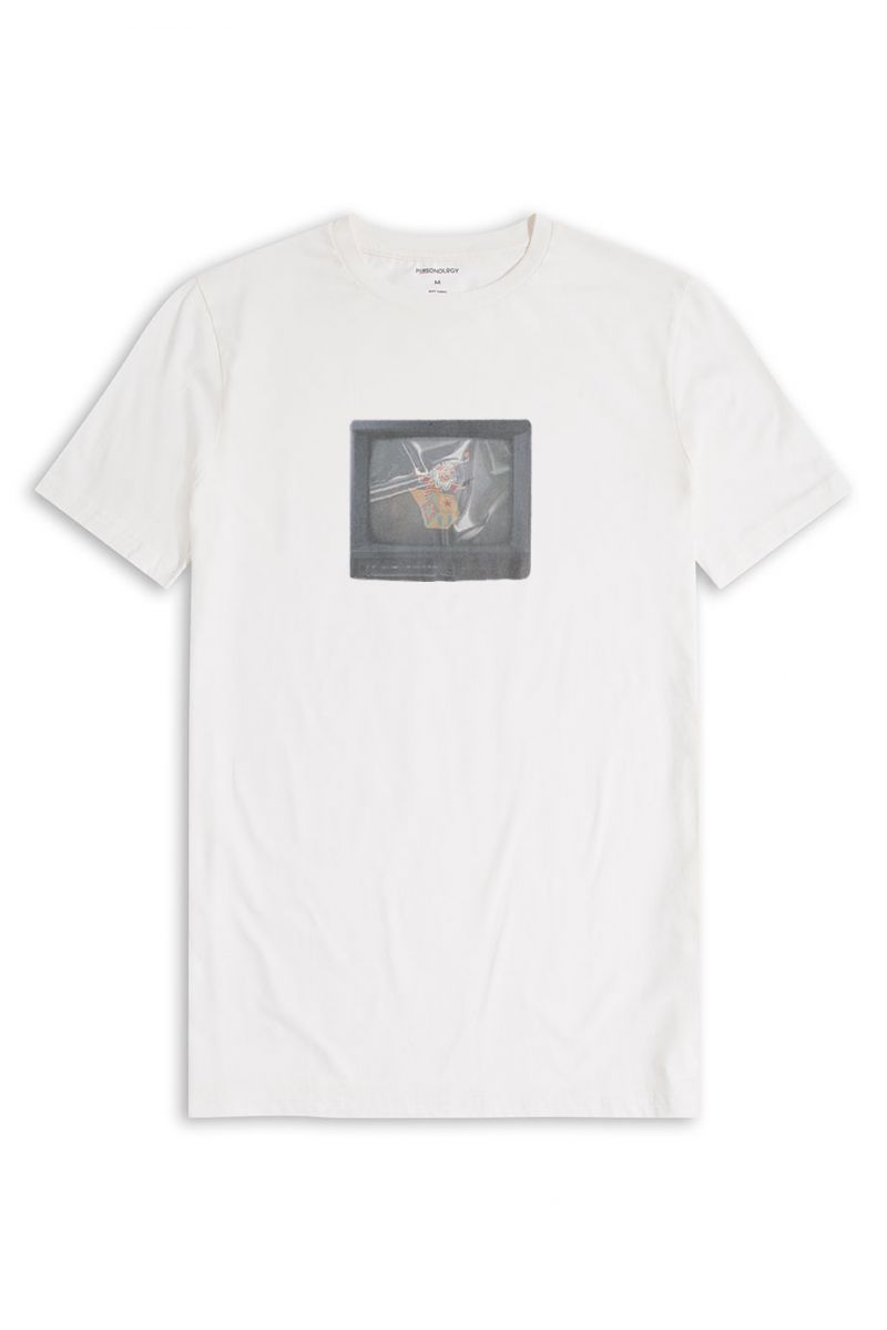 Off White Soft Fabric Circus Design Short Sleeve Tee