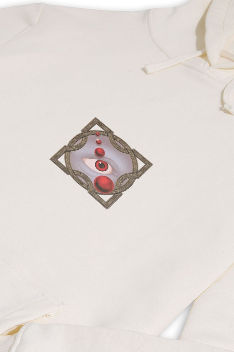 Ecru Premium Cotton  Design Pullover Hoodie