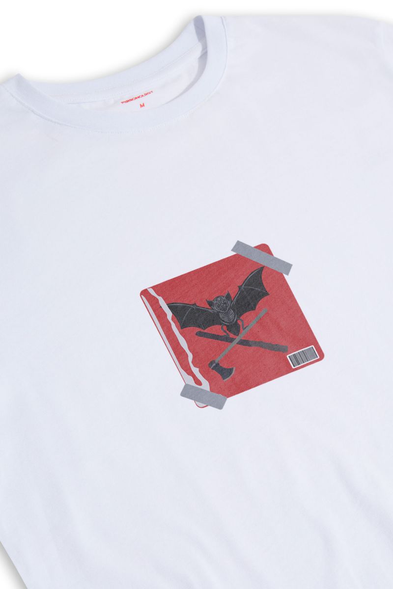 White Soft Fabric Bat Design Short Sleeve Tee