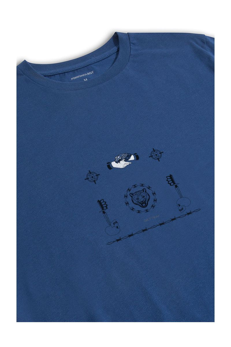 Navy Soft Fabric Violent Design Short Sleeve Tee