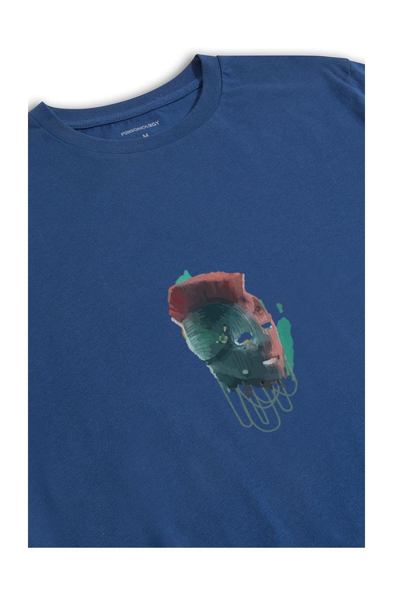 Navy Soft Fabric Punk Design Design Short Sleeve Tee