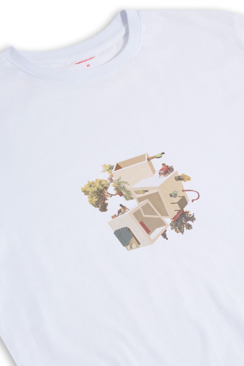 White Soft Fabric Neighbours Design Short Sleeve Tee