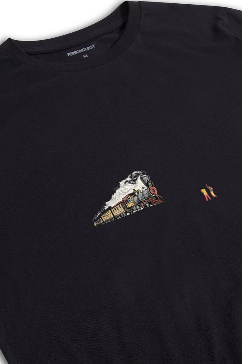 Black Soft Fabric  Design Short Sleeve Tee