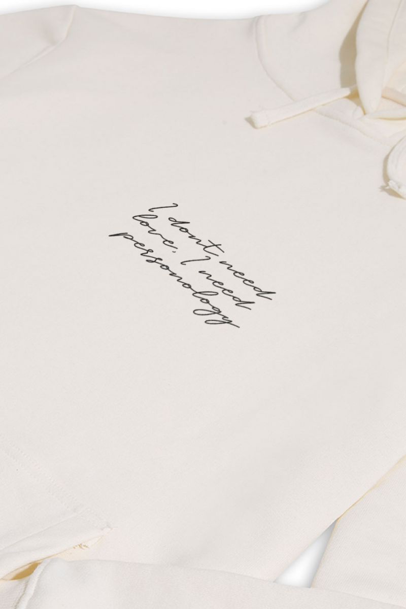 Ecru Premium Cotton I dont need love , I need personology Design Pullover Hoodie