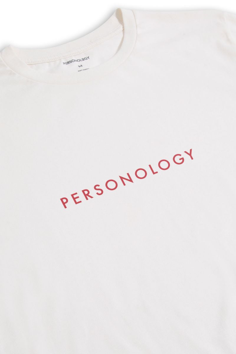 Off White Soft Fabric Square Personology Design Short Sleeve Tee