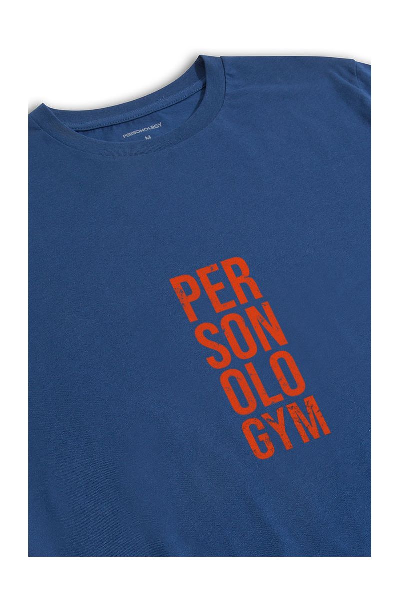 Navy Soft Fabric Personologym Design Short Sleeve Tee
