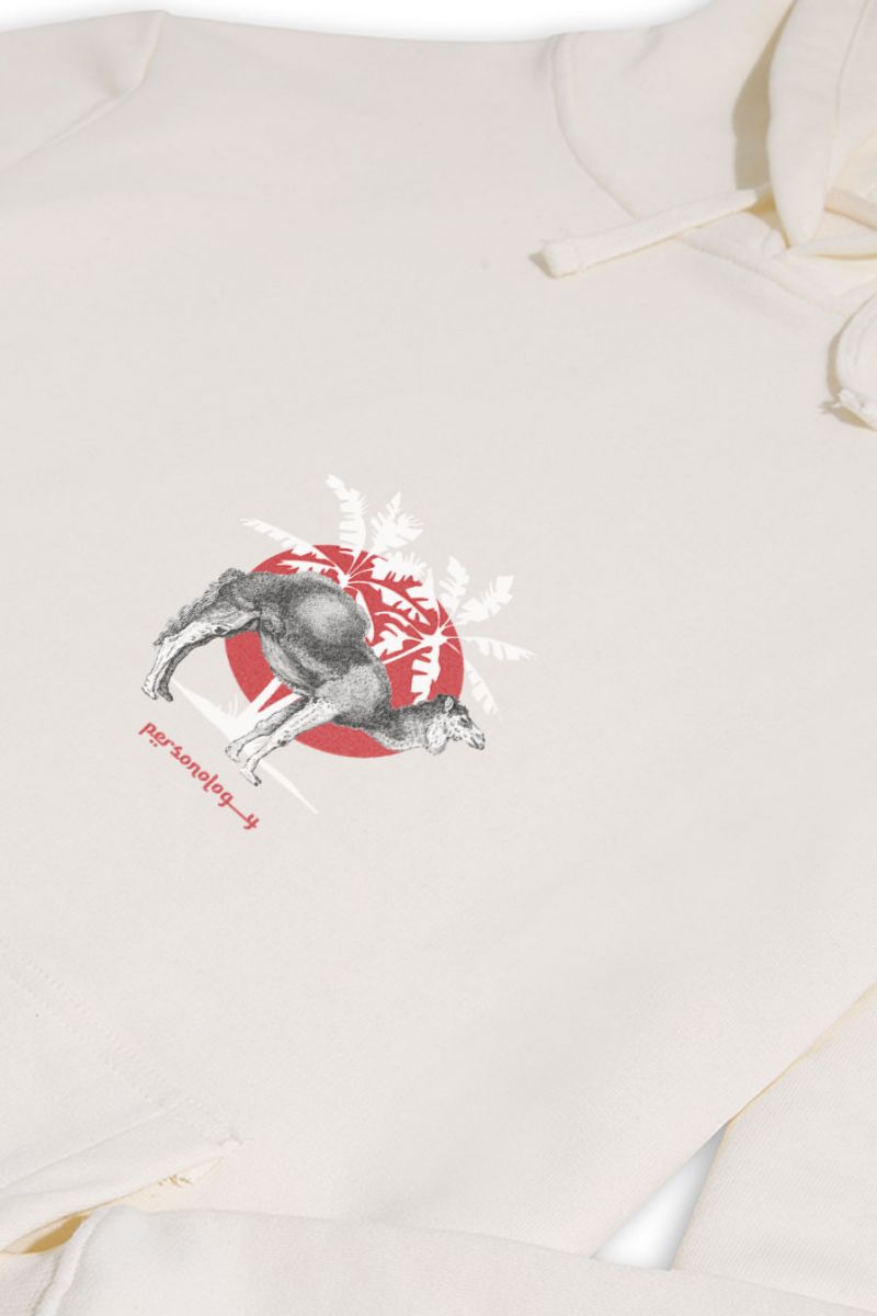Ecru Premium Cotton Camel Design Pullover Hoodie