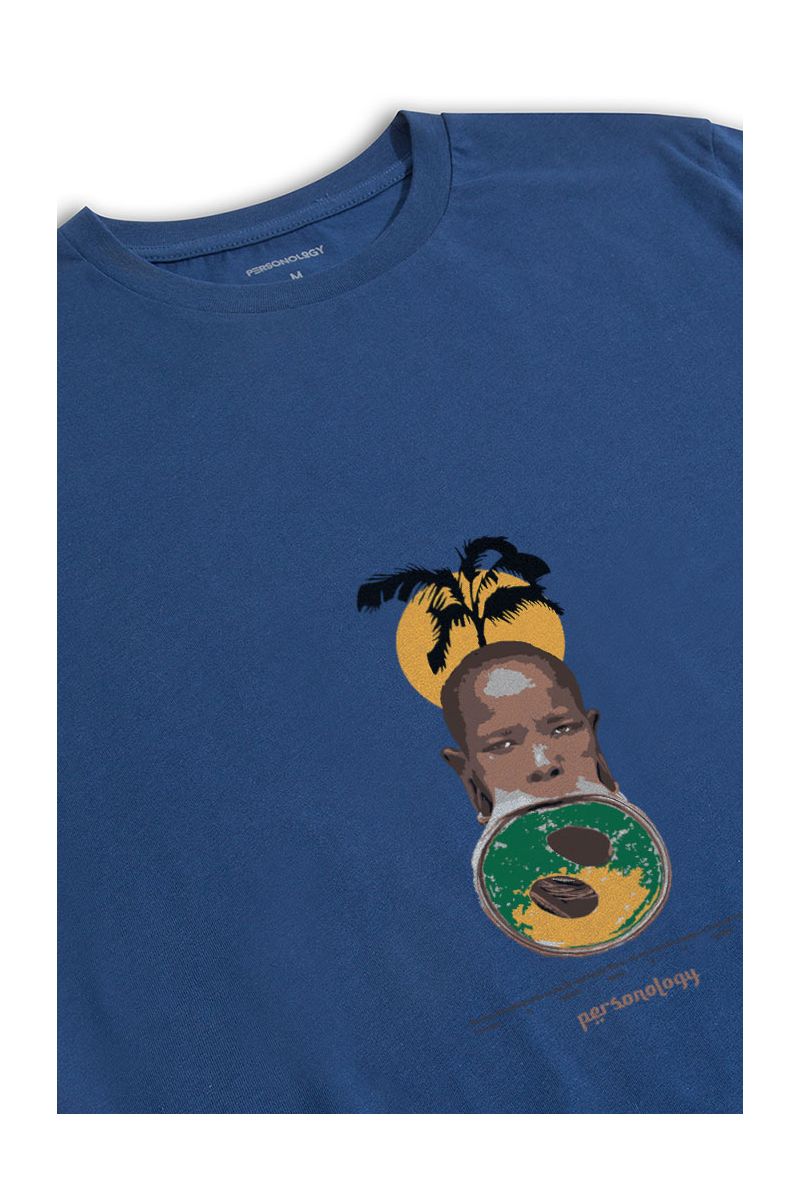 Navy Soft Fabric Ethiopian Beauty Design Short Sleeve Tee