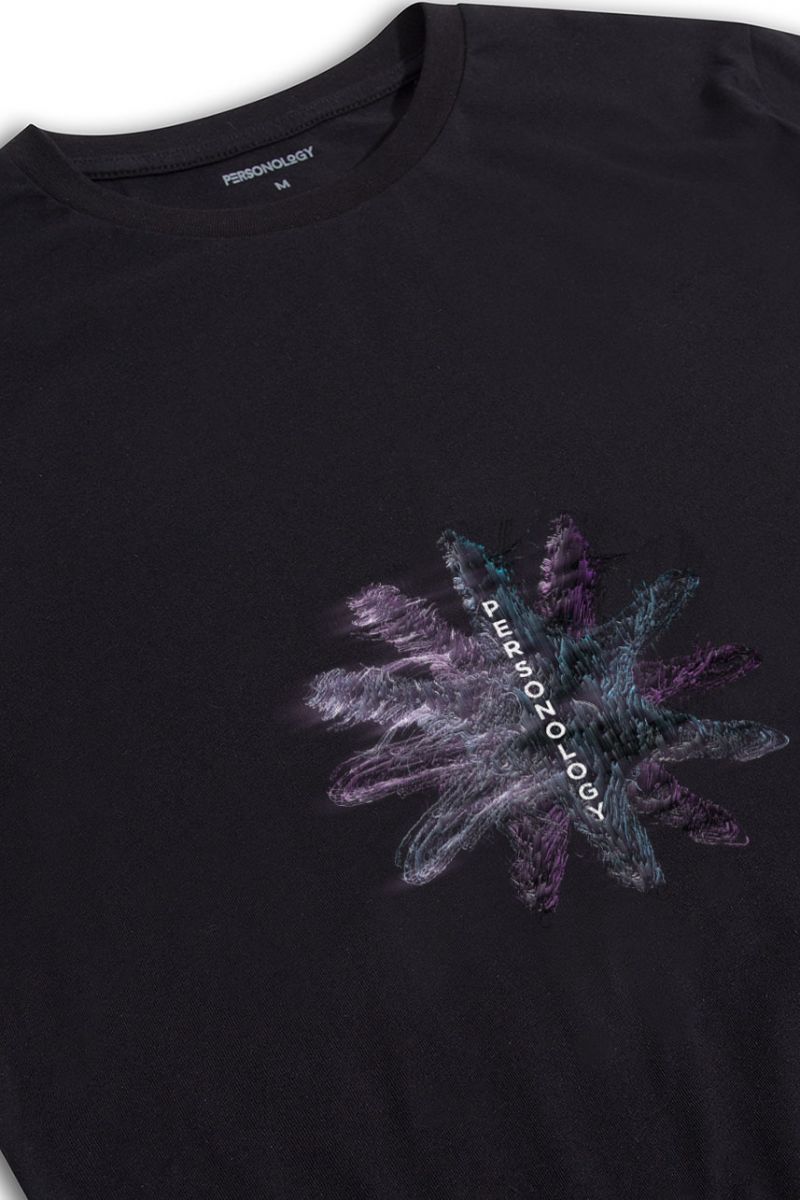 Black Soft Fabric Seastar Design Short Sleeve Tee