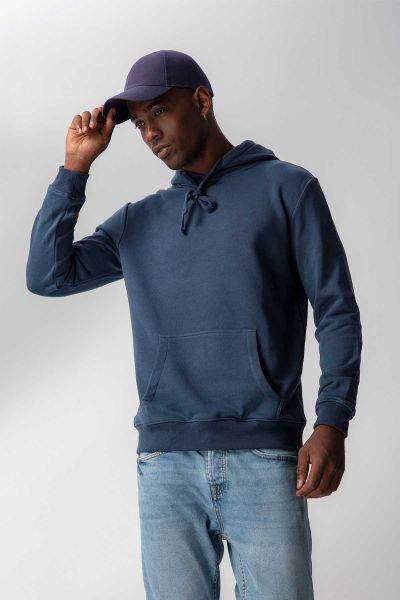 Navy Premium Cotton Basic Design Pullover Hoodie