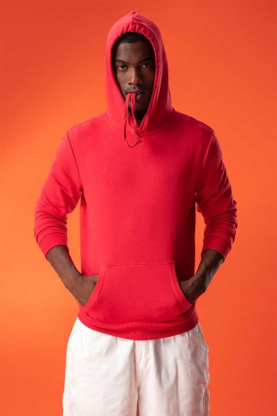 Red Premium Cotton Basic Design Pullover Hoodie