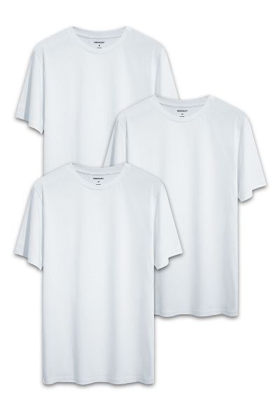 3 Pack White Soft Fabric Basic Design Short Sleeve Tee