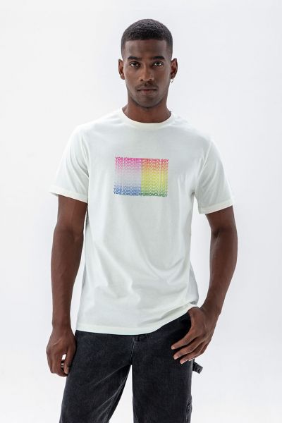 Off White Soft Fabric Happy Pride Design Short Sleeve Tee