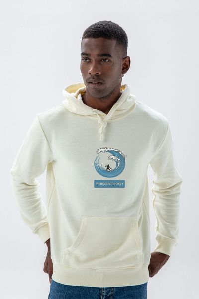 Ecru Premium Cotton Surfing Design Pullover Hoodie