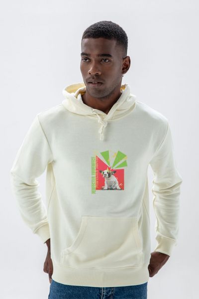 Ecru Premium Cotton Perfectly Imperfect Design Pullover Hoodie