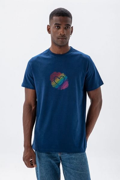 Navy Soft Fabric Happy Pride Design Short Sleeve Tee