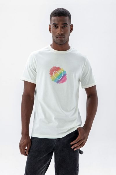 Off White Soft Fabric Happy Pride Design Short Sleeve Tee