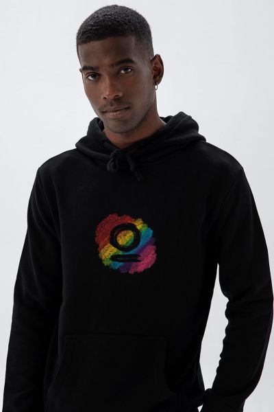 Black Premium Cotton Happy Pride Design Pullover Hoodie