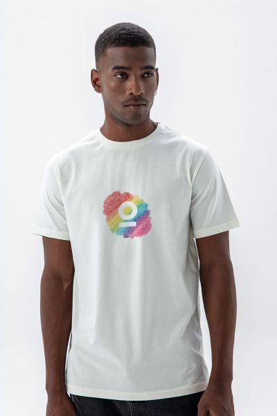 Off White Soft Fabric Happy Pride Design Short Sleeve Tee