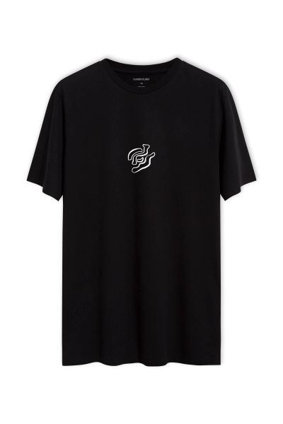 Black Soft Fabric Distortion Design Short Sleeve Tee