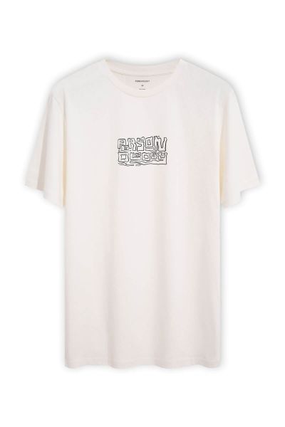 Off White Soft Fabric Typepic Personology Design Short Sleeve Tee