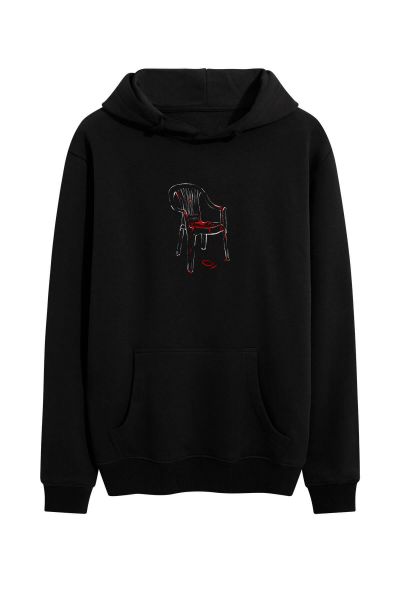 Black Premium Cotton Chair Design Pullover Hoodie