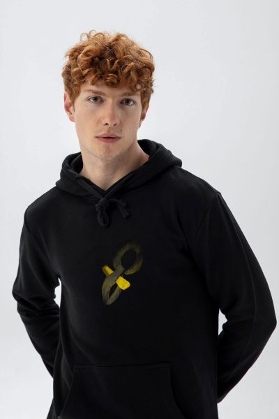 Black Premium Cotton Alef Design Pullover Hoodie