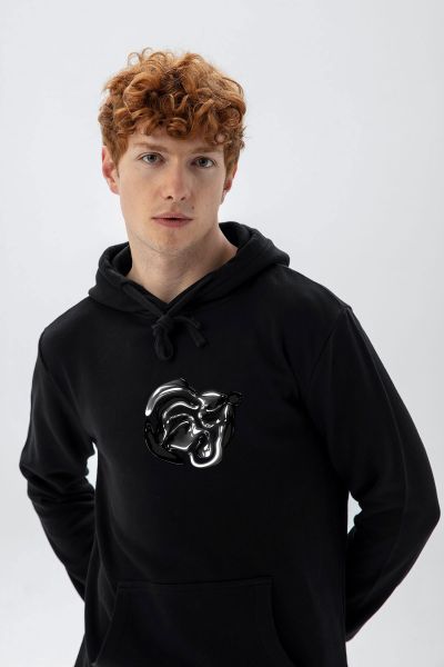 Black Premium Cotton Balloon Design Pullover Hoodie