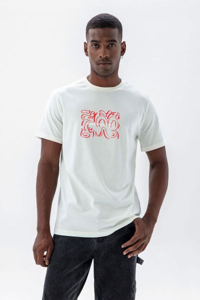 White Soft Fabric Chaos Design Short Sleeve Tee