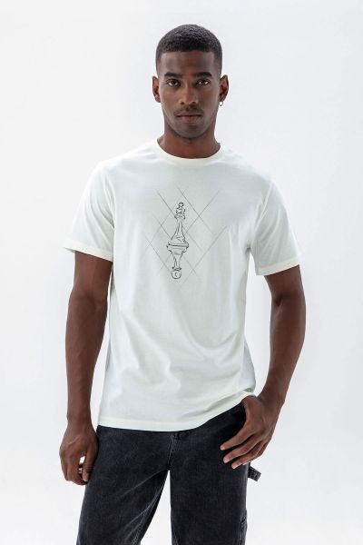 White Soft Fabric Chess Design Short Sleeve Tee