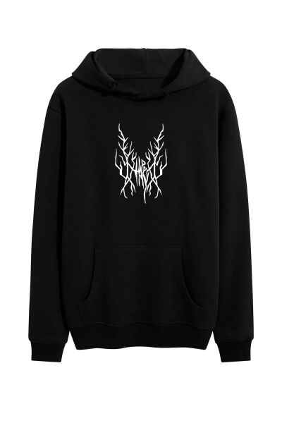 Black Premium Cotton happy Design Pullover Hoodie