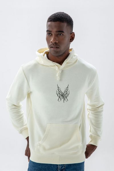 Ecru Premium Cotton happy Design Pullover Hoodie